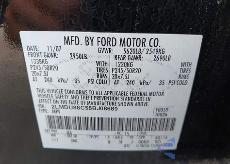 2008 Lincoln Mkx from USA, damaged, VIN 2LMDU88C58BJ08689